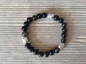 Bracelet Obsidienne avec perles Bouddha